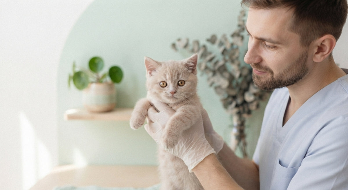 Veterinarian with a cat